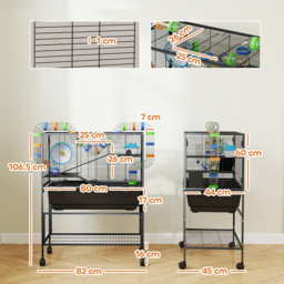 PawHut 3 Tier Large Hamster Cage on Wheels with 17 cm Deep Tray, Storage Shelf for Syrian, Gerbil, Rats - thumbnail 3