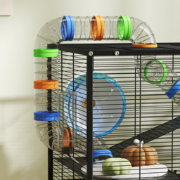 PawHut 3 Tier Large Hamster Cage on Wheels with 17 cm Deep Tray, Storage Shelf for Syrian, Gerbil, Rats - thumbnail 9