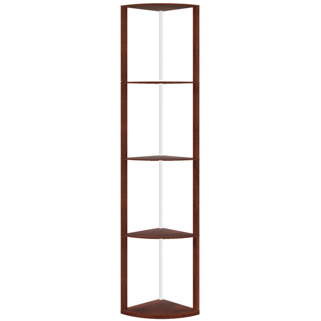 HOMCOM RGB Standing Lamp with Shelves, 4-Tier LED Floor Lamp with Multiple Lighting Modes, LED Floor Lamp with Remote Control, Brown - Aosom UK - image 1