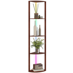 HOMCOM RGB Standing Lamp with Shelves, 4-Tier LED Floor Lamp with Multiple Lighting Modes, LED Floor Lamp with Remote Control, Brown - Aosom UK - thumbnail 9