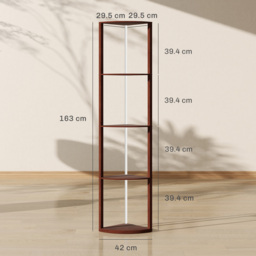 HOMCOM RGB Standing Lamp with Shelves, 4-Tier LED Floor Lamp with Multiple Lighting Modes, LED Floor Lamp with Remote Control, Brown - Aosom UK - thumbnail 3
