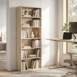 HOMCOM Freestanding Bookcase, 6 Tier Bookshelf with Adjustable Shelves for Living Room, Study, Oak - thumbnail 2