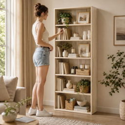 HOMCOM Freestanding Bookcase, 6 Tier Bookshelf with Adjustable Shelves for Living Room, Study, Oak - thumbnail 6