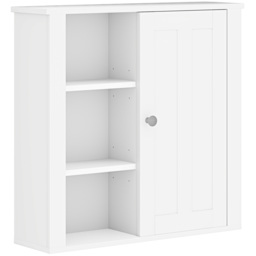 HOMCOM Bathroom Cabinet, Modern Bathroom Wall Cabinet with Adjustable Shelves and Cupboard, 53W x 15D x 51H cm, White - Aosom UK - thumbnail 1