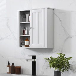 HOMCOM Bathroom Cabinet, Modern Bathroom Wall Cabinet with Adjustable Shelves and Cupboard, 53W x 15D x 51H cm, White - Aosom UK - thumbnail 9