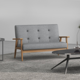 HOMCOM Two Seater Couch, Compact 2 Seater Sofa with Linen Upholstery, Rubberwood Legs, Dark Grey - Aosom UK - thumbnail 7