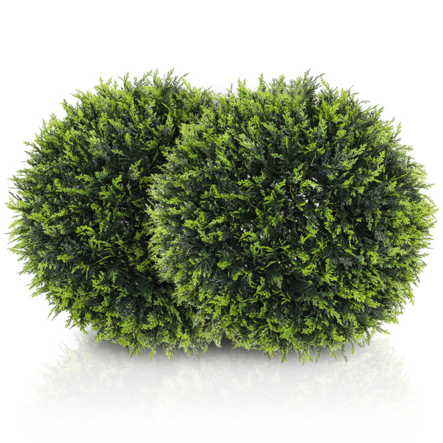 HOMCOM Set of 2 Artificial Plant Topiary Balls, UV-protected Fake Decorative Plants, Faux Plants for Home Indoor Outdoor Decor, 45cm, Green - image 1