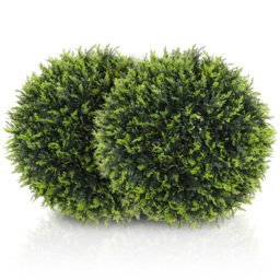 HOMCOM Set of 2 Artificial Plant Topiary Balls, UV-protected Fake Decorative Plants, Faux Plants for Home Indoor Outdoor Decor, 45cm, Green - thumbnail 1