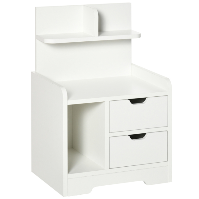 HOMCOM Bedside Table with 2 Drawers and Storage Shelves for Living Room Bedroom Accent Table Small Cabinet, White - image 1