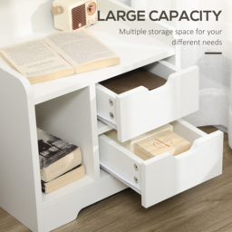 HOMCOM Bedside Table with 2 Drawers and Storage Shelves for Living Room Bedroom Accent Table Small Cabinet, White - thumbnail 5