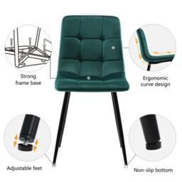 Round Dining Table Set with 4 Ergonomic Velvet Chairs, Gold Metal Legs & Marble Tabletop, Perfect for Modern Interiors, White+Green - Aosom UK - thumbnail 9