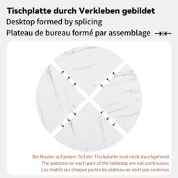 Round Dining Table Set with 4 Ergonomic Velvet Chairs, Gold Metal Legs & Marble Tabletop, Perfect for Modern Interiors, White+Green - Aosom UK - thumbnail 6