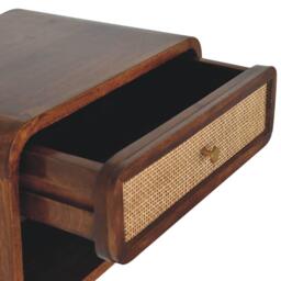 Solid Mango Wood Wall-Mounted Bedside Shelf with Drawer and Open Shelf, Space-Saving Cabinet for Bedroom, 32L x 45W x 25H cm, Brown - Aosom UK - thumbnail 4