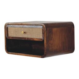 Solid Mango Wood Wall-Mounted Bedside Shelf with Drawer and Open Shelf, Space-Saving Cabinet for Bedroom, 32L x 45W x 25H cm, Brown - Aosom UK - thumbnail 6
