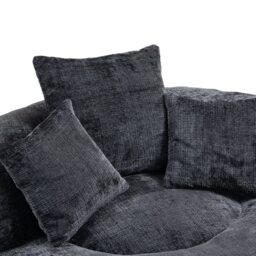 Luxurious Bean Bag Chair with 3 Pillows, Memory Foam Filling, Chenille Fabric, Lazy Sofa with High Back Design, 108L x 108W x 52H cm, Black - Aosom UK - thumbnail 9