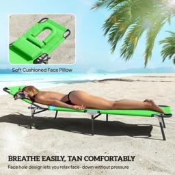 Outsunny Foldable Sun Lounger Duo, Adjustable 4-Level Backrest, Comfort Pillow & Reading Slot, Easy Storage, Vibrant Green - Aosom UK - thumbnail 7