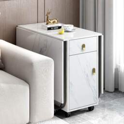 Folding Dining Table with Drawers and Storage Space, Moeden Extension Table with 3 Folding Modes for Dinning Room - Aosom UK - thumbnail 8