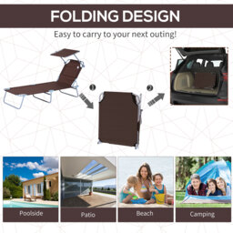 Outsunny Canopied Sunloungers: Adjustable Mesh Recliners for Patio Relaxation, Umber Hue, Pair - thumbnail 5