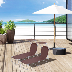 Outsunny Canopied Sunloungers: Adjustable Mesh Recliners for Patio Relaxation, Umber Hue, Pair - thumbnail 2