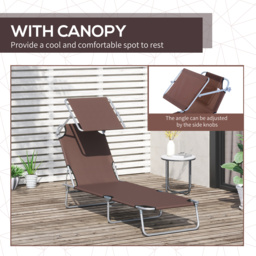 Outsunny Canopied Sunloungers: Adjustable Mesh Recliners for Patio Relaxation, Umber Hue, Pair - thumbnail 6