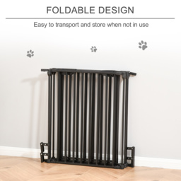 PawHut Stair Gate Dog Pens Pet PlayPen 5-Panel Freestanding Fireplace Christmas Tree Metal Fence Stair Barrier Room Divider w/ Door - Aosom UK - thumbnail 5