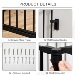PawHut Stair Gate Dog Pens Pet PlayPen 5-Panel Freestanding Fireplace Christmas Tree Metal Fence Stair Barrier Room Divider w/ Door - Aosom UK - thumbnail 7
