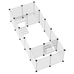 PawHut Small Pet Playpen: DIY 18-Panel Portable Metal Wire Cage for Guinea Pigs & Hedgehogs, 175x70x45cm, White - Aosom UK - thumbnail 8