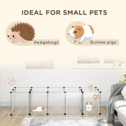 PawHut Small Pet Playpen: DIY 18-Panel Portable Metal Wire Cage for Guinea Pigs & Hedgehogs, 175x70x45cm, White - Aosom UK - thumbnail 4