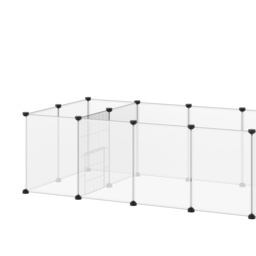 PawHut Small Pet Playpen: DIY 18-Panel Portable Metal Wire Cage for Guinea Pigs & Hedgehogs, 175x70x45cm, White - Aosom UK - thumbnail 9