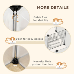 PawHut Small Pet Playpen: DIY 18-Panel Portable Metal Wire Cage for Guinea Pigs & Hedgehogs, 175x70x45cm, White - Aosom UK - thumbnail 6