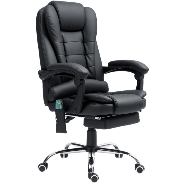 Vinsetto Heated Office Chair, 6-Point Vibration Massage, High-Back Ergonomic Recliner with Adjustable Swivel & Footrest, Black - Aosom UK - image 1