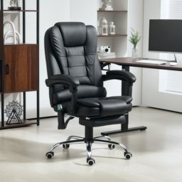 Vinsetto Heated Office Chair, 6-Point Vibration Massage, High-Back Ergonomic Recliner with Adjustable Swivel & Footrest, Black - Aosom UK - thumbnail 2