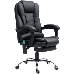 Vinsetto Heated Office Chair, 6-Point Vibration Massage, High-Back Ergonomic Recliner with Adjustable Swivel & Footrest, Black - Aosom UK - thumbnail 1