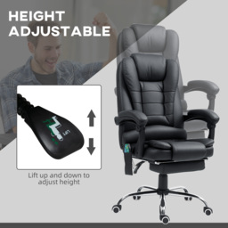 Vinsetto Heated Office Chair, 6-Point Vibration Massage, High-Back Ergonomic Recliner with Adjustable Swivel & Footrest, Black - Aosom UK - thumbnail 6