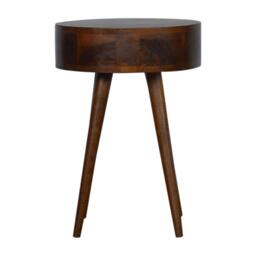Solid Wood Nordic Circular Bedside Table with Natural Grain and Drawer, Handcrafted Desk with Easy Assembly, 40L x 40W x 56H cm, Brown - Aosom UK - thumbnail 7