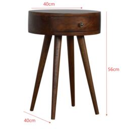 Solid Wood Nordic Circular Bedside Table with Natural Grain and Drawer, Handcrafted Desk with Easy Assembly, 40L x 40W x 56H cm, Brown - Aosom UK - thumbnail 3