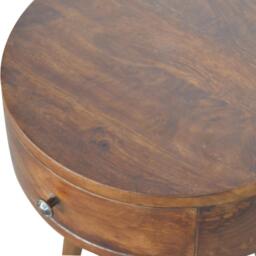 Solid Wood Nordic Circular Bedside Table with Natural Grain and Drawer, Handcrafted Desk with Easy Assembly, 40L x 40W x 56H cm, Brown - Aosom UK - thumbnail 5