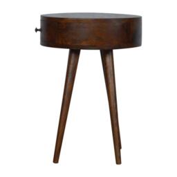 Solid Wood Nordic Circular Bedside Table with Natural Grain and Drawer, Handcrafted Desk with Easy Assembly, 40L x 40W x 56H cm, Brown - Aosom UK - thumbnail 6