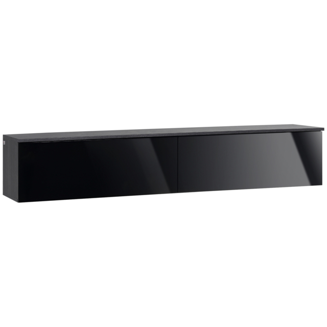 "HOMCOM Floating TV Unit Stand for TVs up to 70"" with High Gloss Effect, Wall Mounted Media Console with Storage Cupboards, Grey and Black" - image 1