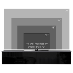 "HOMCOM Floating TV Unit Stand for TVs up to 70"" with High Gloss Effect, Wall Mounted Media Console with Storage Cupboards, Grey and Black" - thumbnail 6
