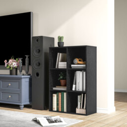HOMCOM Six-Cube Bookcase - Black Wood Effect - Aosom UK - thumbnail 8