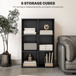 HOMCOM Six-Cube Bookcase - Black Wood Effect - Aosom UK - thumbnail 5