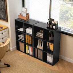 HOMCOM Six-Cube Bookcase - Black Wood Effect - Aosom UK - thumbnail 7