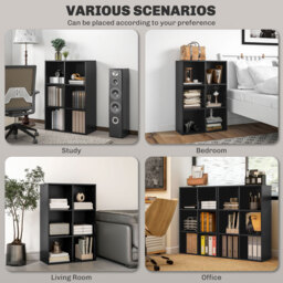 HOMCOM Six-Cube Bookcase - Black Wood Effect - Aosom UK - thumbnail 6