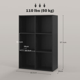 HOMCOM Six-Cube Bookcase - Black Wood Effect - Aosom UK - thumbnail 3