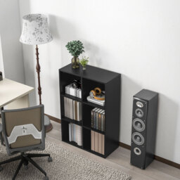 HOMCOM Six-Cube Bookcase - Black Wood Effect - Aosom UK - thumbnail 9