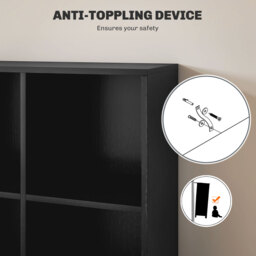 HOMCOM Six-Cube Bookcase - Black Wood Effect - Aosom UK - thumbnail 4
