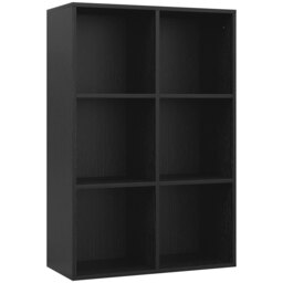 HOMCOM Six-Cube Bookcase - Black Wood Effect - Aosom UK