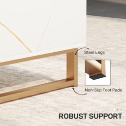 HOMCOM Elegant Marble Effect Storage Coffee Table - White - thumbnail 6
