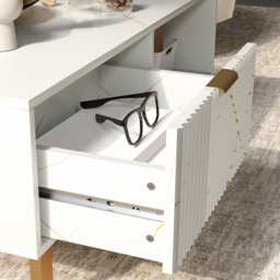 HOMCOM Elegant Marble Effect Storage Coffee Table - White - thumbnail 9